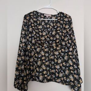 Satin floral V cut top